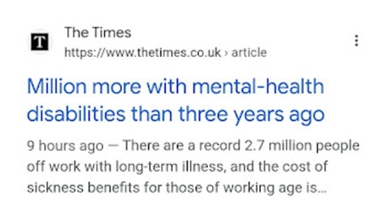 Million more with mental-health disabilities than three years ago